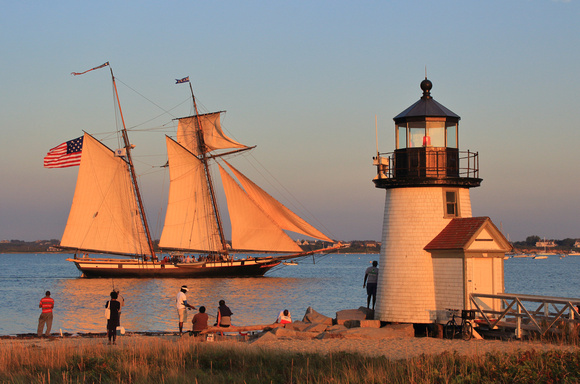 Brant Point Lighthouse and Tall Ship Nantucket Harbor 5214