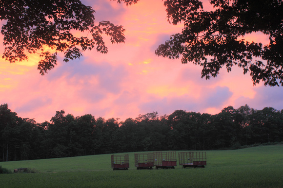 Perkins Farm Hay Trailers Sunset