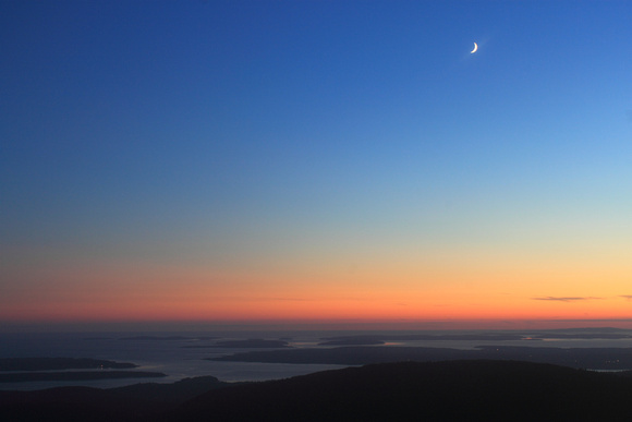 Acadia National Park Cadillac Mountain Crescent Moon horiz