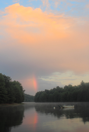 Quabbin Reservoir New Salem Fishing Area Sunset Rainbow
