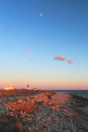 Point Judith Lighthouse Evening Moon