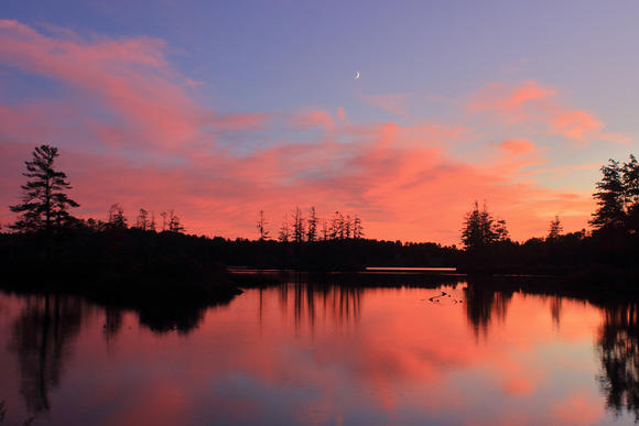Tully Lake Sunset and Crescent Moon