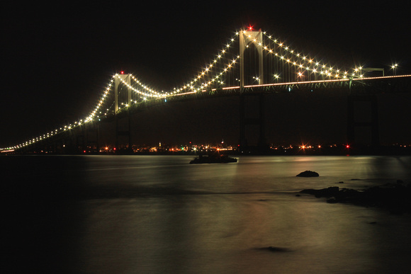 Newport Bridge Narragansett Bay Night