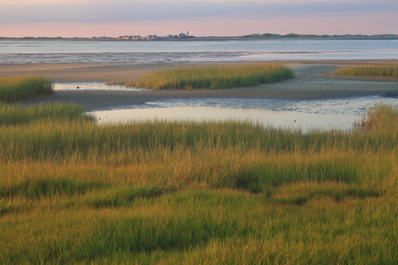 Barnstable Harbor Marsh and Sandy Neck Lighthouse from Long Pasture