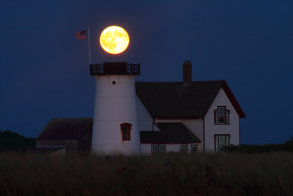 Stage Harbor Lighthouse Full Moon over Tower