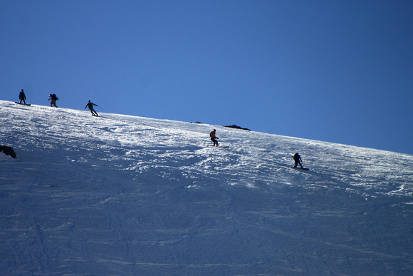 Mount Washington Tuckermans Ravine Skiiers Snowboarders on Headwall