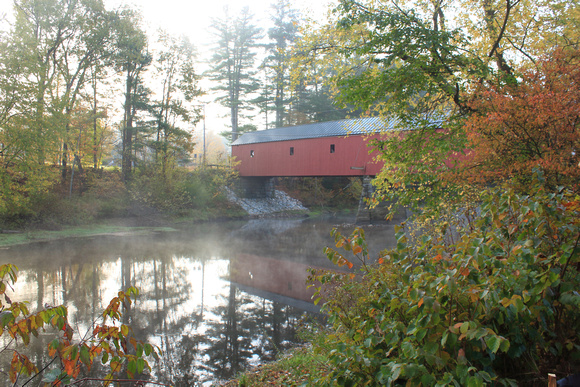 Cresson Covered Bridge Autumn Fog