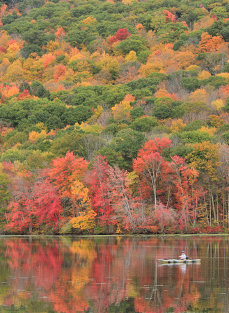 October Mountain State Forest Fall Foliage and Paddler v