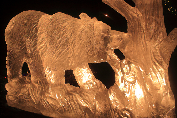 Orange Starry Night Bear Ice Sculpture 2013