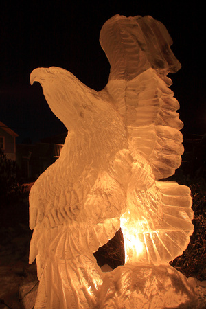 Orange Starry Night Eagle Ice Sculpture 2017