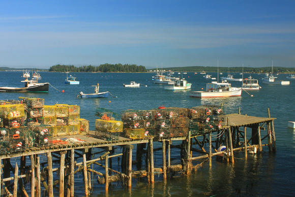 Jonesport lobster traps and boats