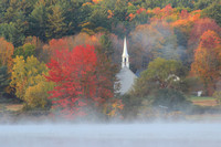 Crystal Lake Little White Church Foliage and Fog