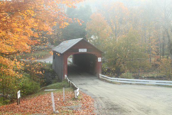 Green River Covered Bridge Autumn Fog Guilford