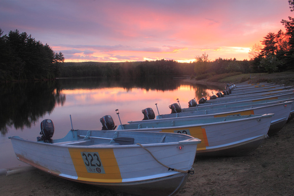 Quabbin Reservoir New Salem Area Fishing Boats Sunset