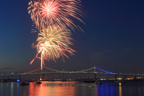Jamestown Fireworks and Newport Pell Bridge 50 Anniversary