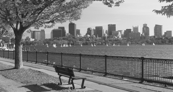 Boston Charles River black and white