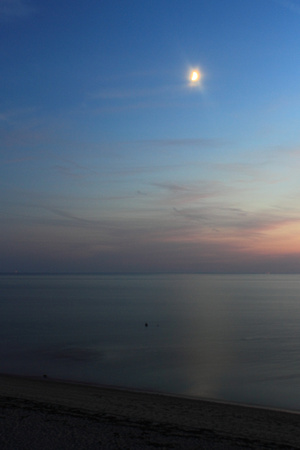 Cape Cod Bay Dusk Moon