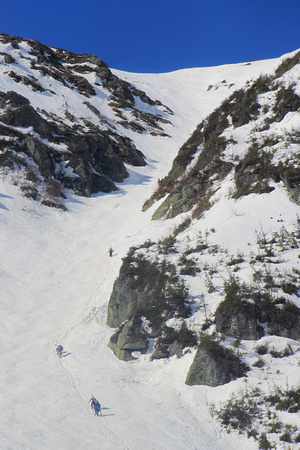 Mount Washington Tuckermans Ravine Skiiers Climbing Headwall