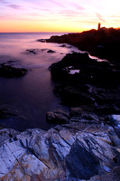 Beavertail Ocean Bluffs and Lighthouse Sunset