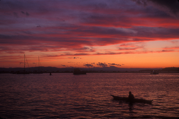 Lake Champlain Sunset Kayaker at Sunset
