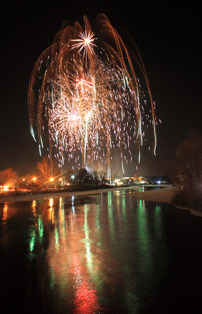 Orange New Year's Fireworks Millers River