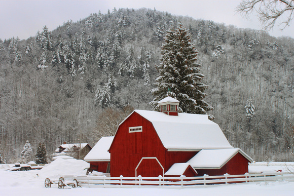 Mohawk Trail Red Barn in Winter 2
