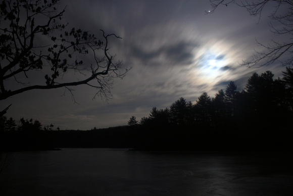 Harvard Pond Moon Clouds