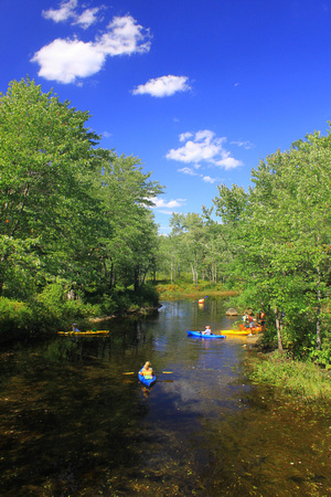 Kayaks on River