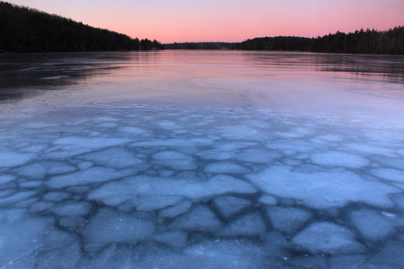 Queen Lake Ice Patterns Sunset